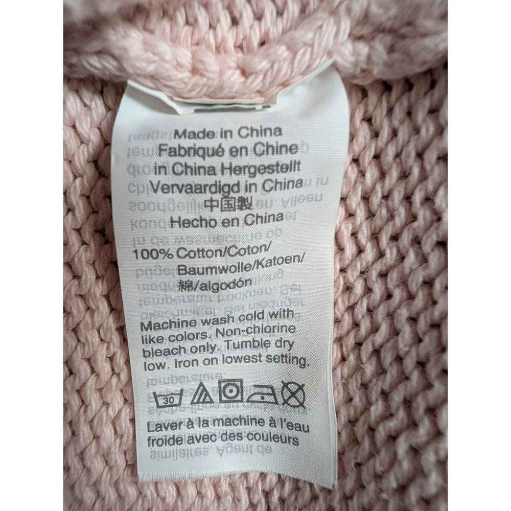 J Crew Always Womens S Pink Roll Neck Oarsman Fisherman Knit Sweater Cotton Cozy